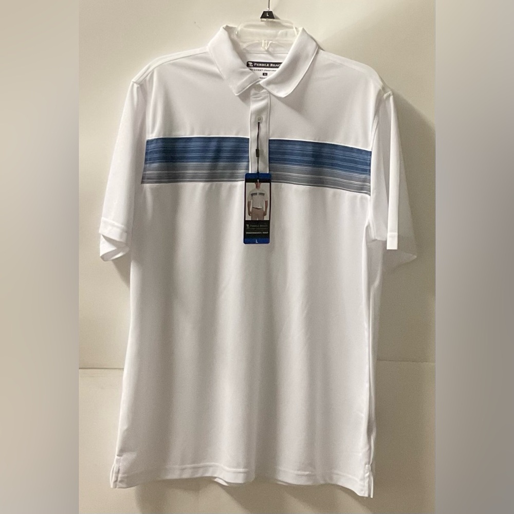 Pebble Beach Polo with Blue Gradient Stripes